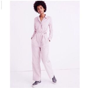 Madewell Pink Corduroy Belted Jumpsuit Size 0